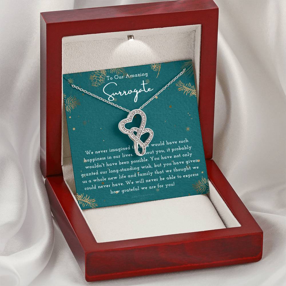 Surrogate Appreciation Gift Surrogate Gift Surrogate Gift With Message Card Surrogate Transfer Day Thank You Gift Double Hearts Necklace