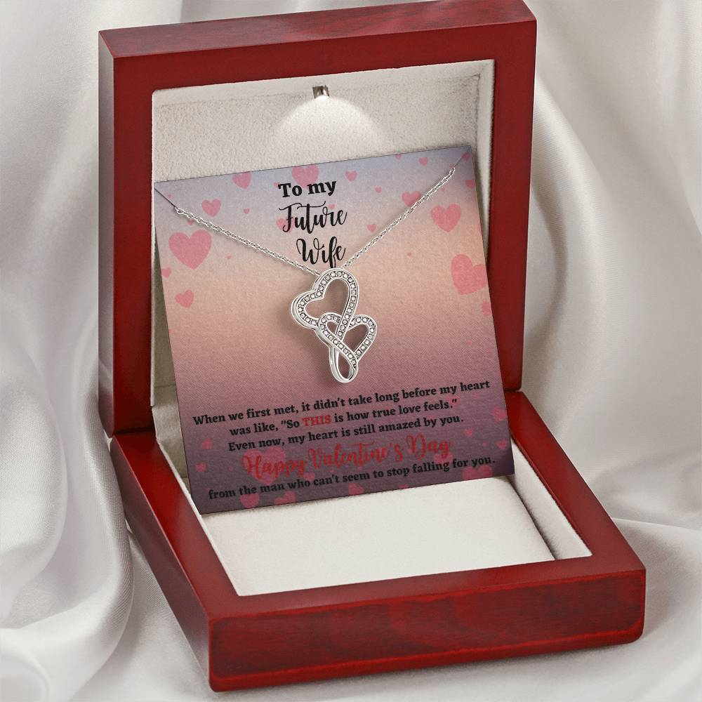 To My Future Wife Falling For You Valentine's Day Necklace Double Hearts Necklace