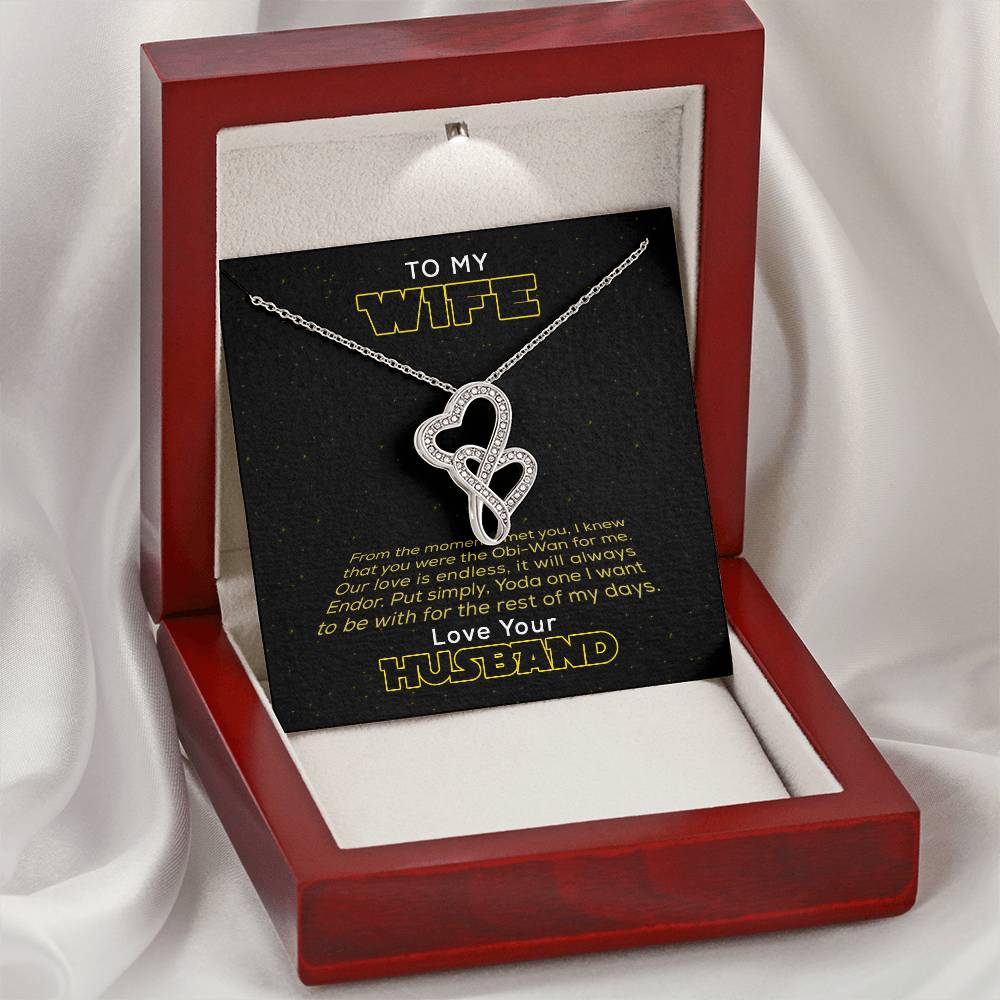 To My Wife Love Your Husband - To My Wife Necklace Anniversary Gift For Wife Gift For Wife Necklace For Wife Birthday  Double Hearts Necklace
