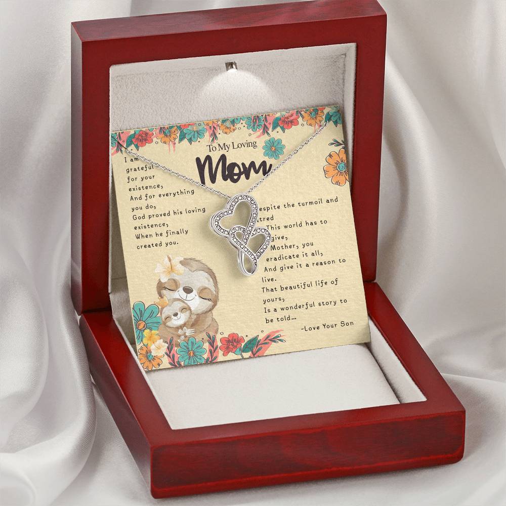 To My Loving Mom Necklace Double Hearts Necklace