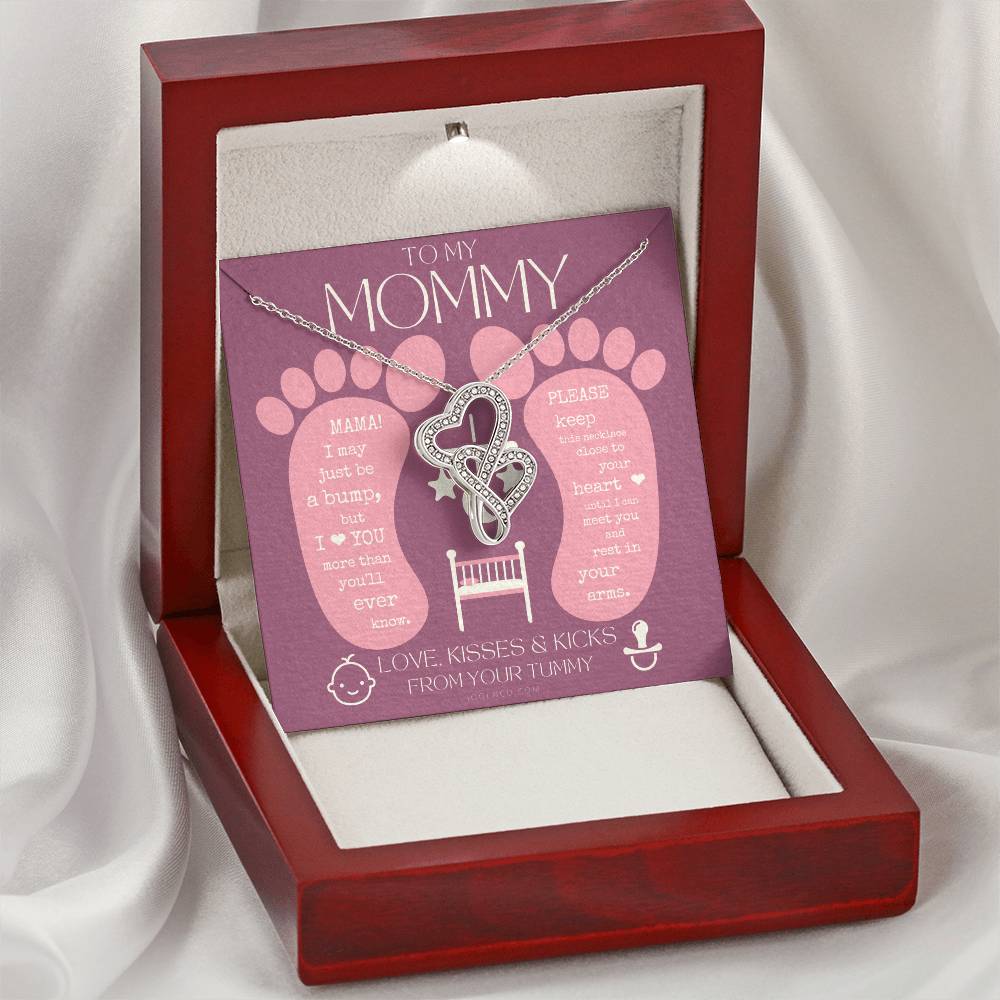 Baby Shower Gift  Gift For Pregnant Wife  Mom To Be Gift  New Mommy Necklace  To Mommy To Be  New Mom Jewelry  Badass  Double Hearts Necklace