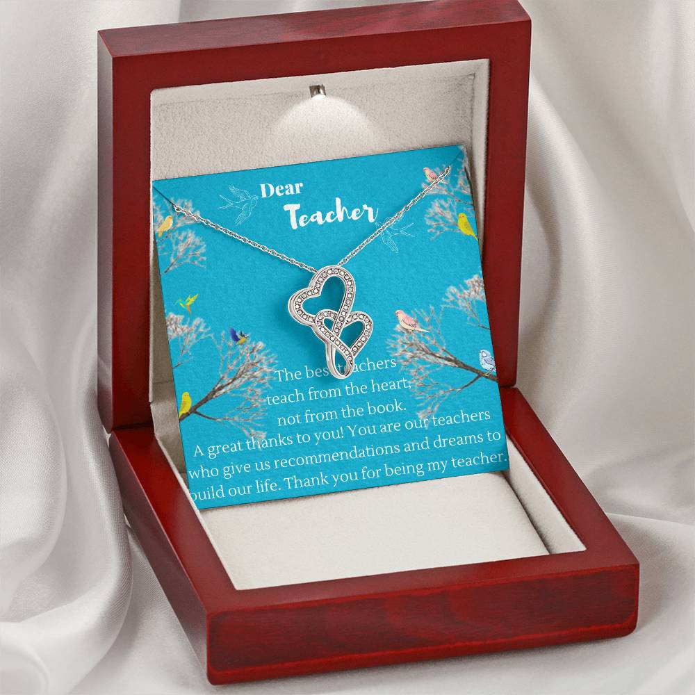 Gift For Teacher Graduation Day Birthday For Her Gift Necklace For Teacher Gift From Student Gr Double Hearts Necklace