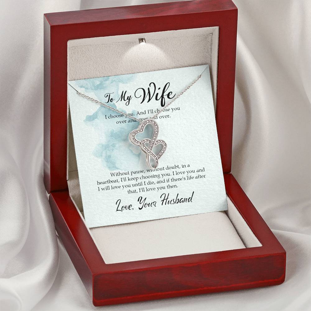 Gift For You My Wife. Double Hearts Necklace