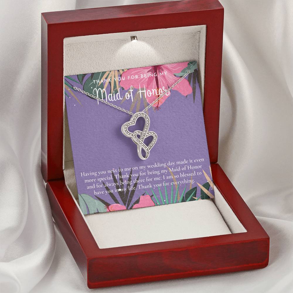 Maid Of Honor Thank You Gift From Bride Bridesmaid Gift Maid Of Honor Gift Necklace Matron Of Honor Gift Thank You Gif 2 Double Hearts Necklace