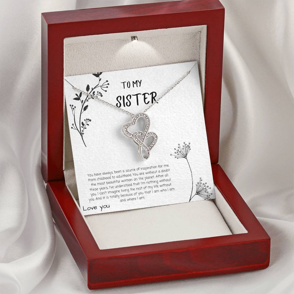 To My Sister I Love You Necklace Double Hearts Necklace