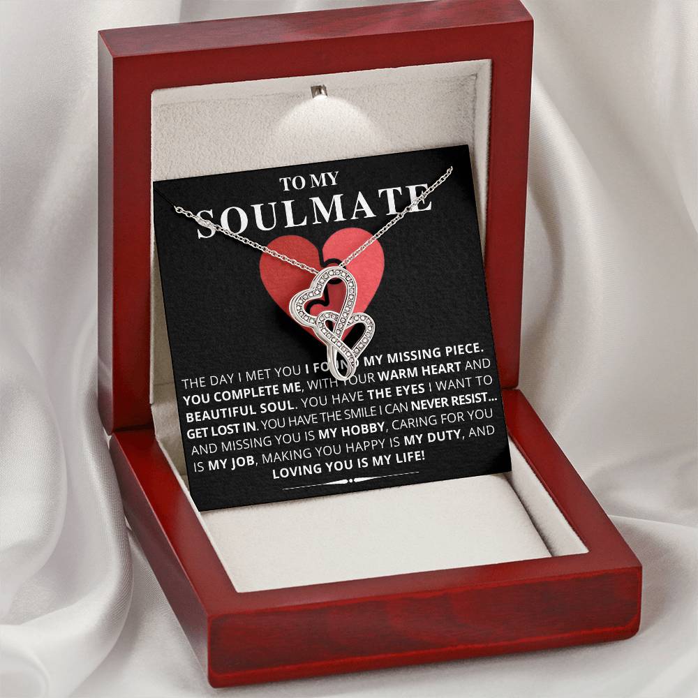 To My Soulmate -   Double Hearts Necklace