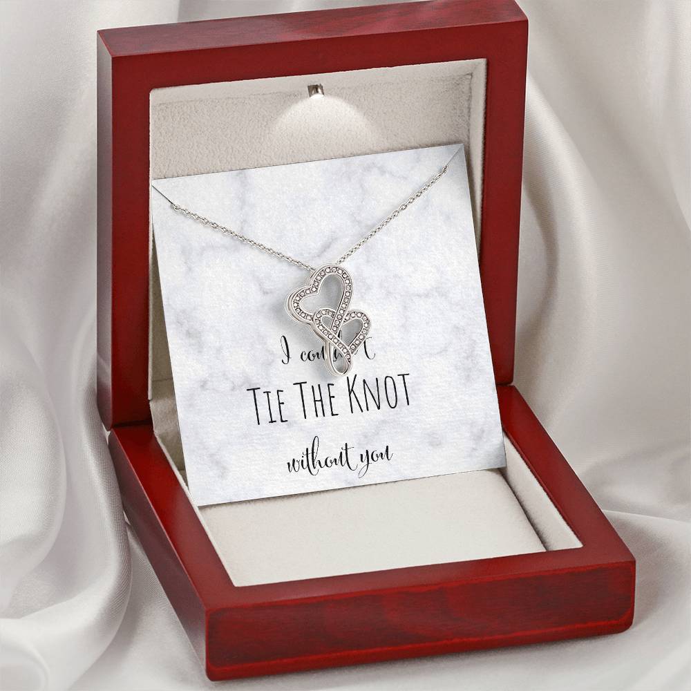 I Can't Tie The Knot Without You - Silver Double Hearts Necklace