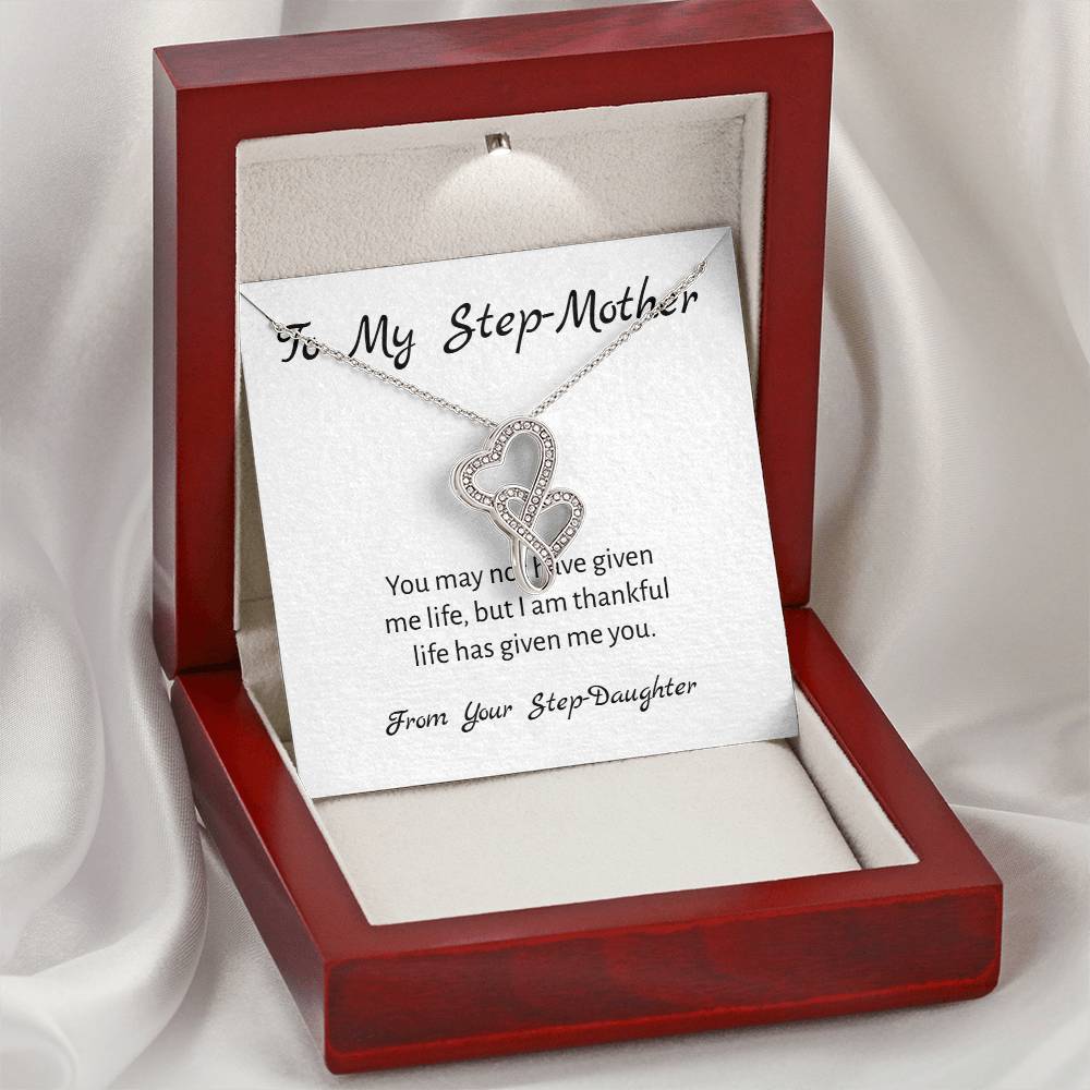 To My Step-Mother - From Your Step-Daughter - Necklace Double Hearts Necklace