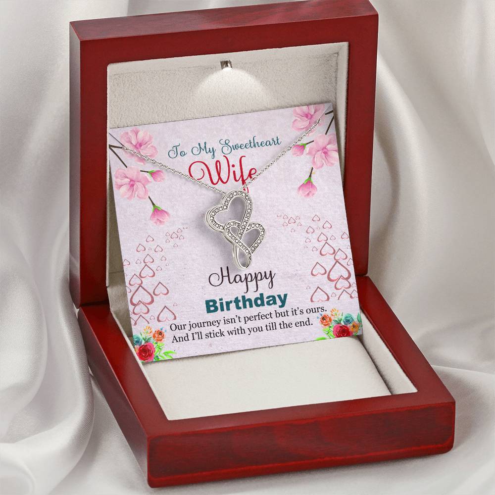 To My Sweetheart Wife Double Hearts Beautiful Necklace Gift For Wife. Husband Birthday Gift From Wife.Gift Double Hearts Necklace
