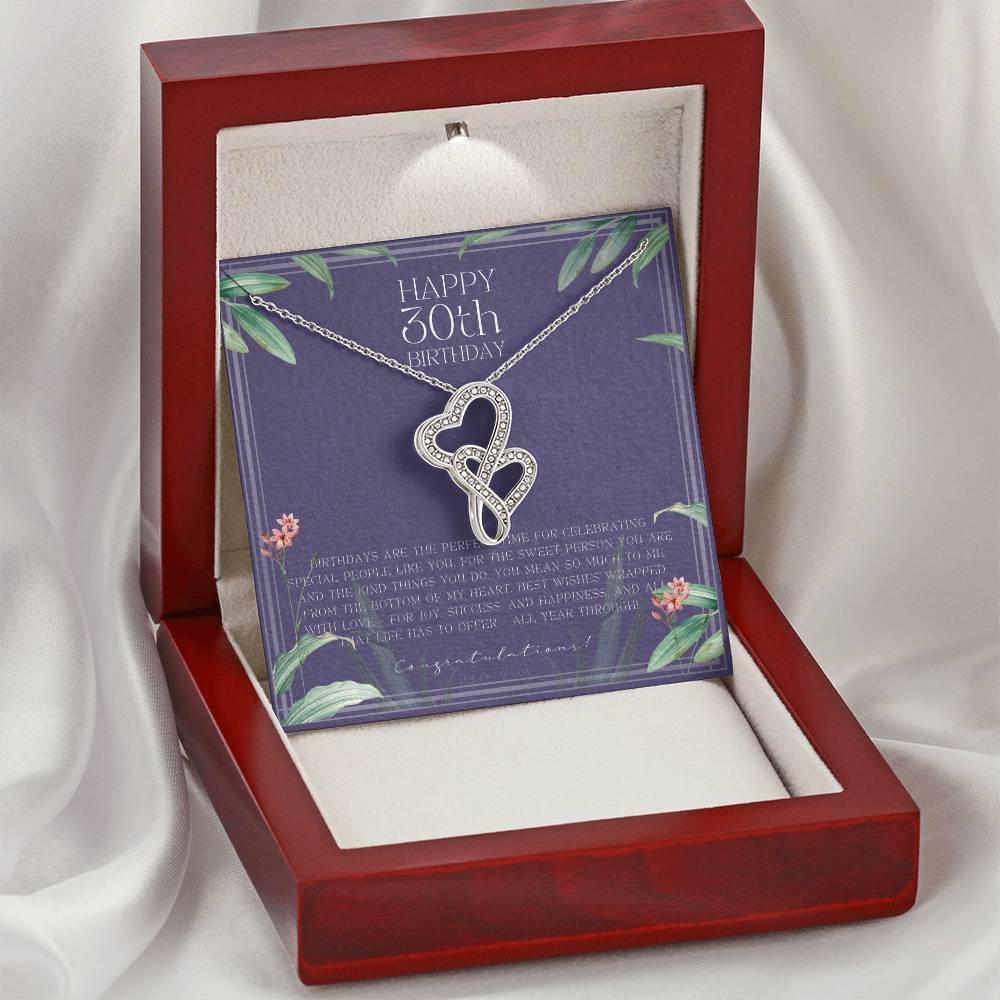 30Th Birthday Gifts For Women  Necklace For Her  3 Decade Jewelry  30 Years Old  30Th Birthday Gift Necklace  Jewelry  Double Hearts Necklace