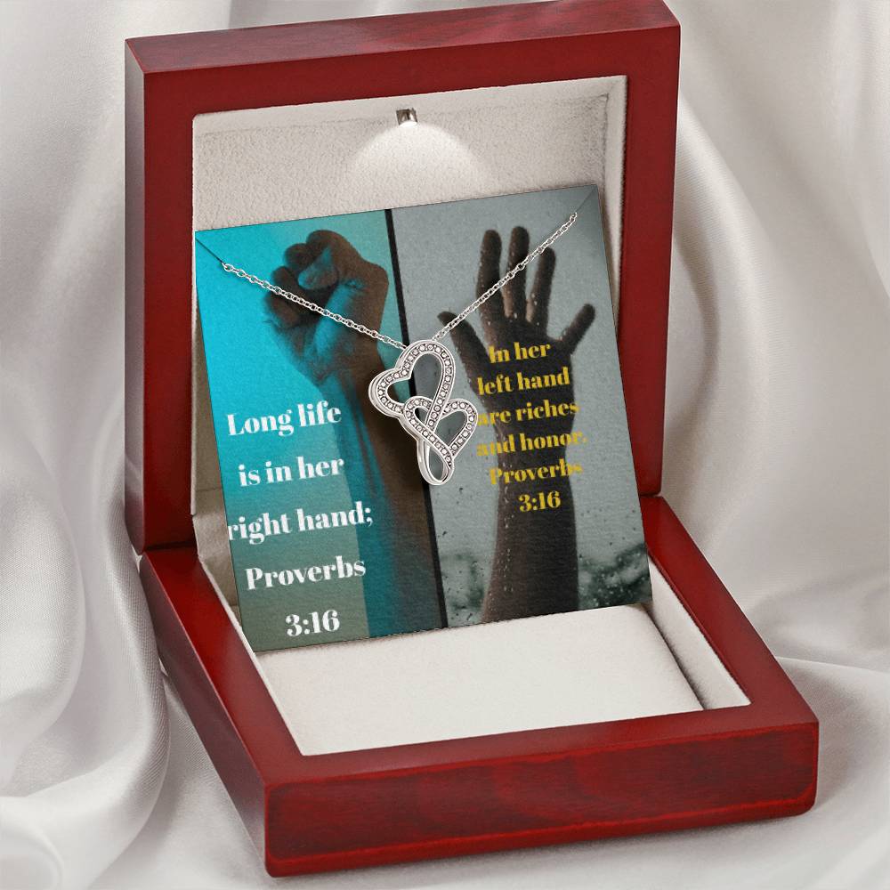 Ike Mens Production;Love Quote Jewelry 2 Double Hearts Necklace