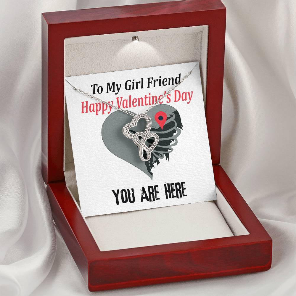To My Girlfriend Necklace Valentine Gift With Romantic Message Card Sweetheart Gift For Wife  Double Hearts Necklace