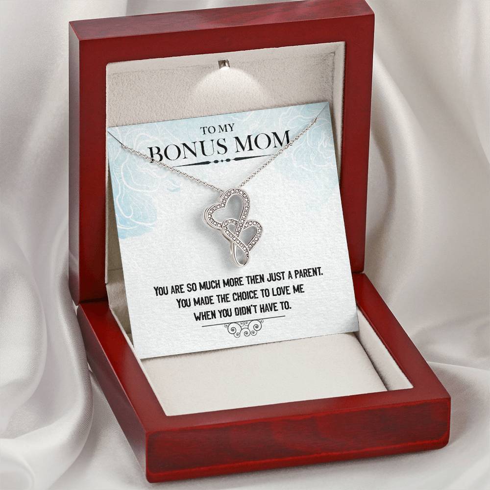 To My Bonus Mom 1 Double Hearts Necklace