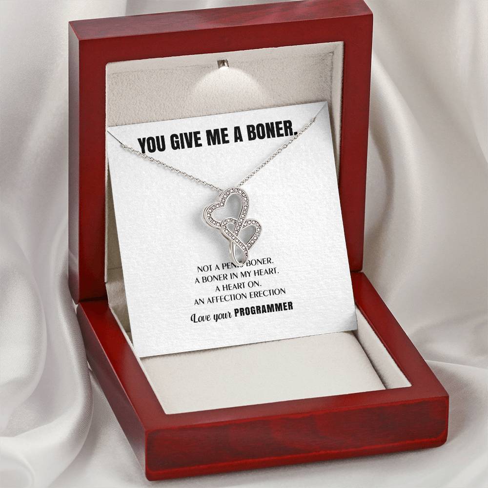 You Give Me A Heart Boner An Affection Erection  Funny & Sarcastic Love For Her Mature Best Fu 8 Double Hearts Necklace