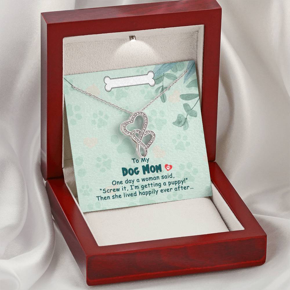 To My Dog Mom -  Double Hearts Necklace