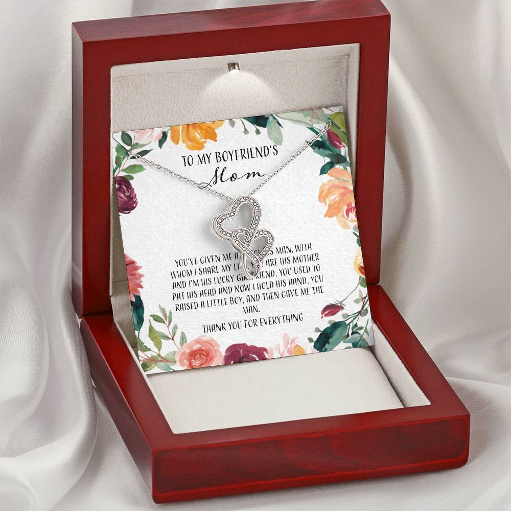 To My Boyfriends Mom - Floral Double Hearts Necklace