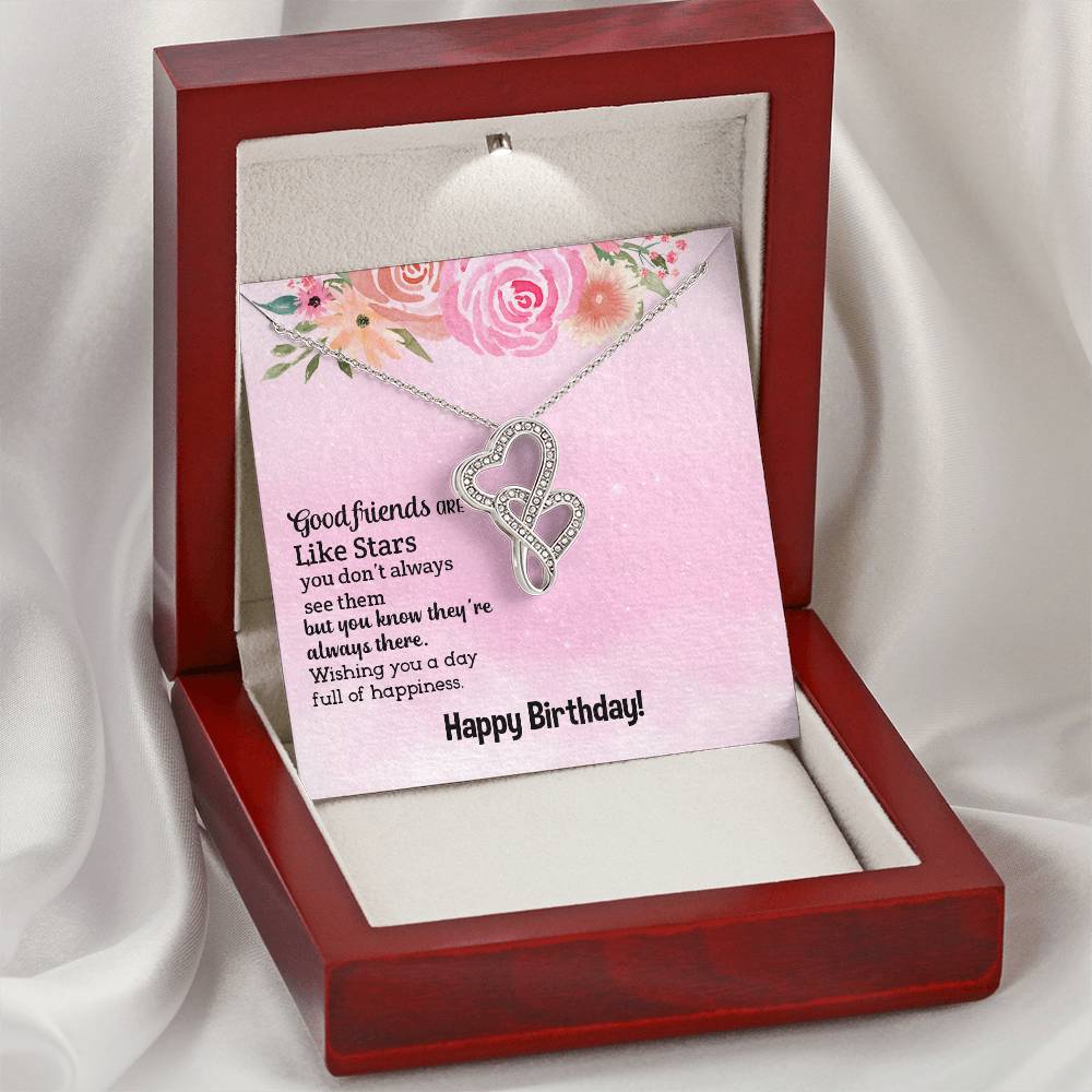 Good Friends Are Like Stars - Birthday Gift For Friend -  Double Hearts Necklace
