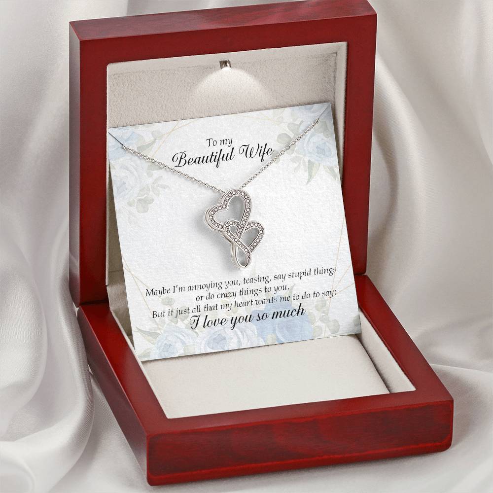 My Beautiful Wife  Double Hearts Necklace