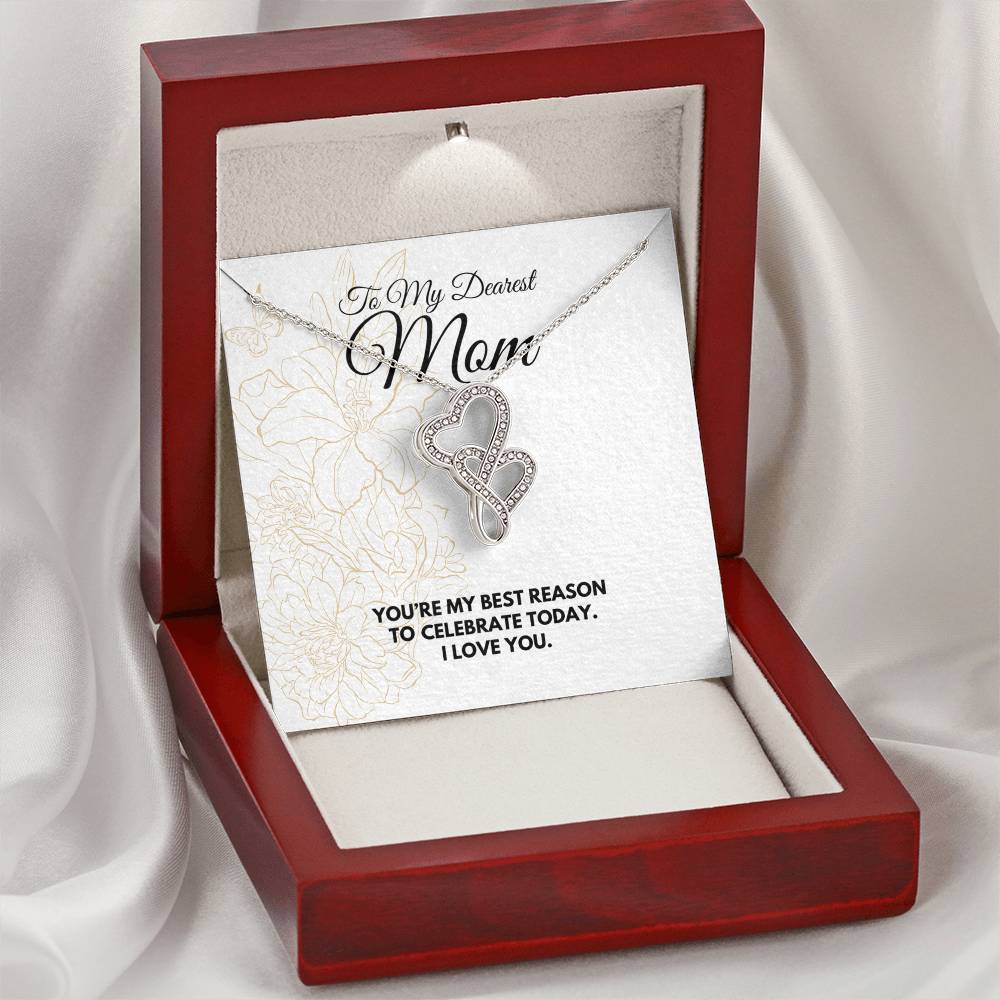 Mom I Celebrate You Necklace Double Hearts Necklace