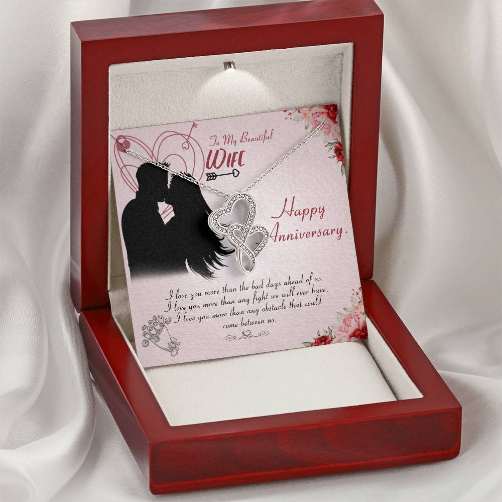 Anniversary Gift For Wife From Husband Double Hearts Necklace