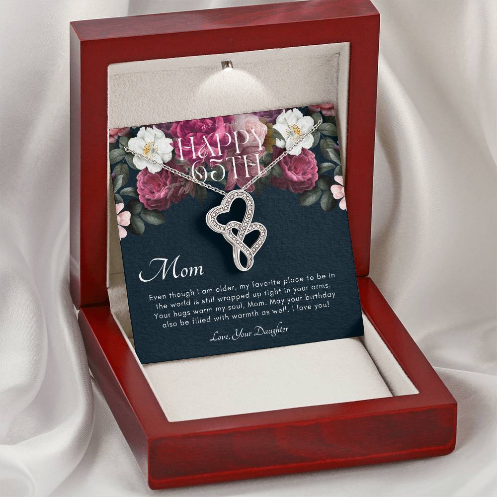Mother's 65Th Birthday Gift  Gift For Mom On Her Birthday  Gift For Mom From Daughter  Mom Necklace  Best Mom Gift Mes 2 Double Hearts Necklace