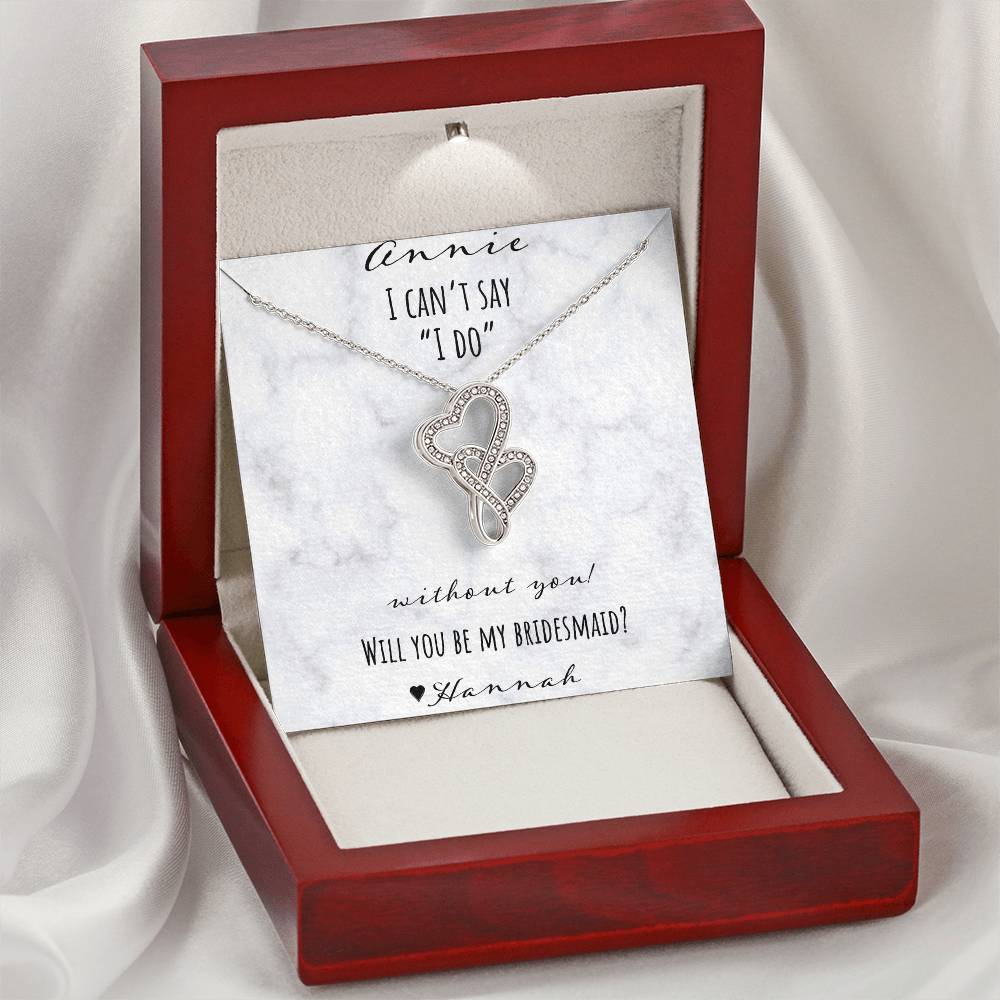 I Can't Say I Do Without You - Marble Double Hearts Necklace