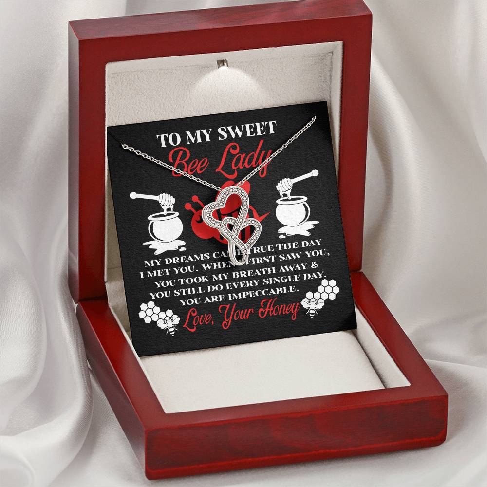 Gift For Her Bee Lady From Honey My Dreams Came True The Day I Met You  Double Hearts Necklace