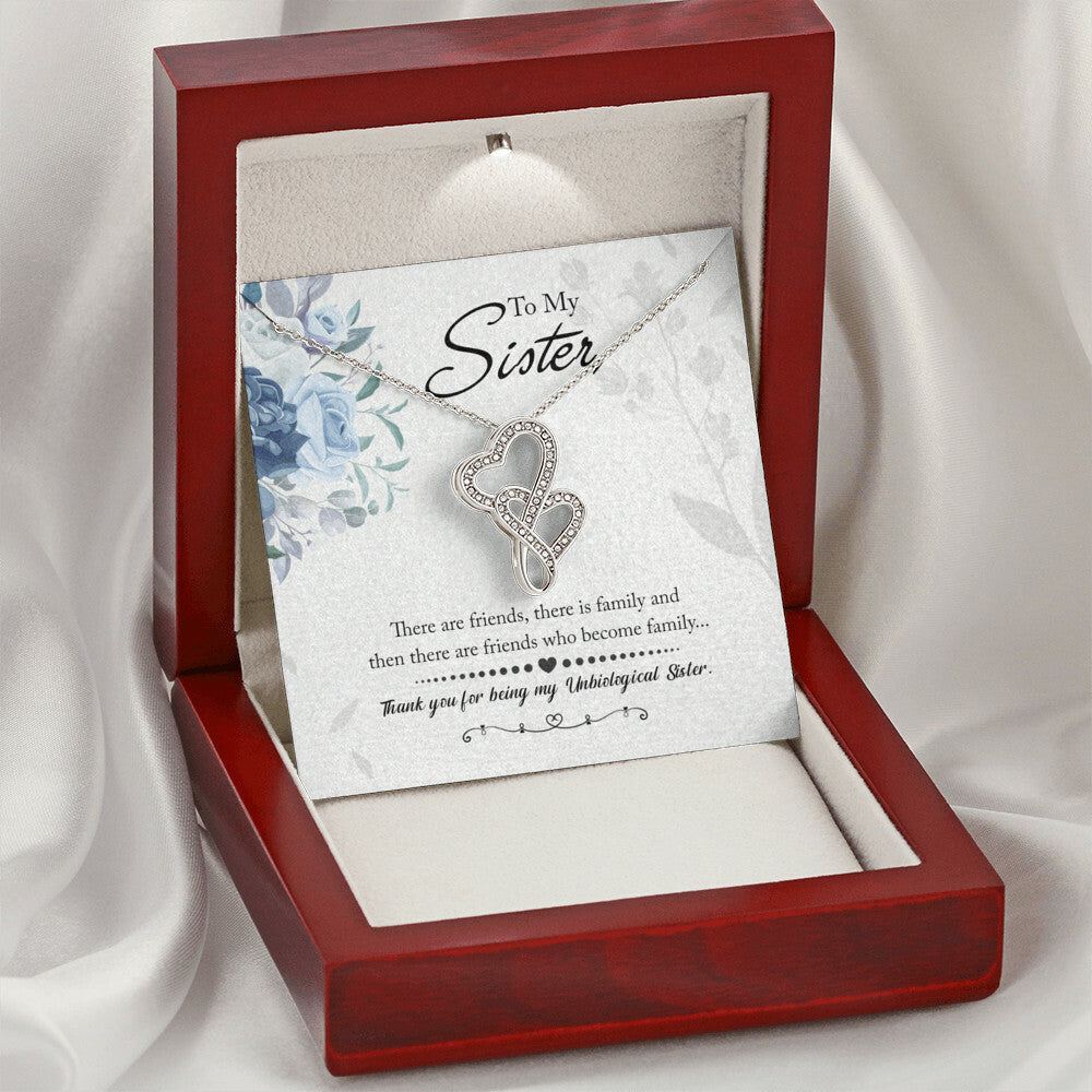 To My Unbiological Sister Best Friend Gift Jewelry Long Distance Quotes Friends Forever Double Heart Necklace Double Hearts Necklace