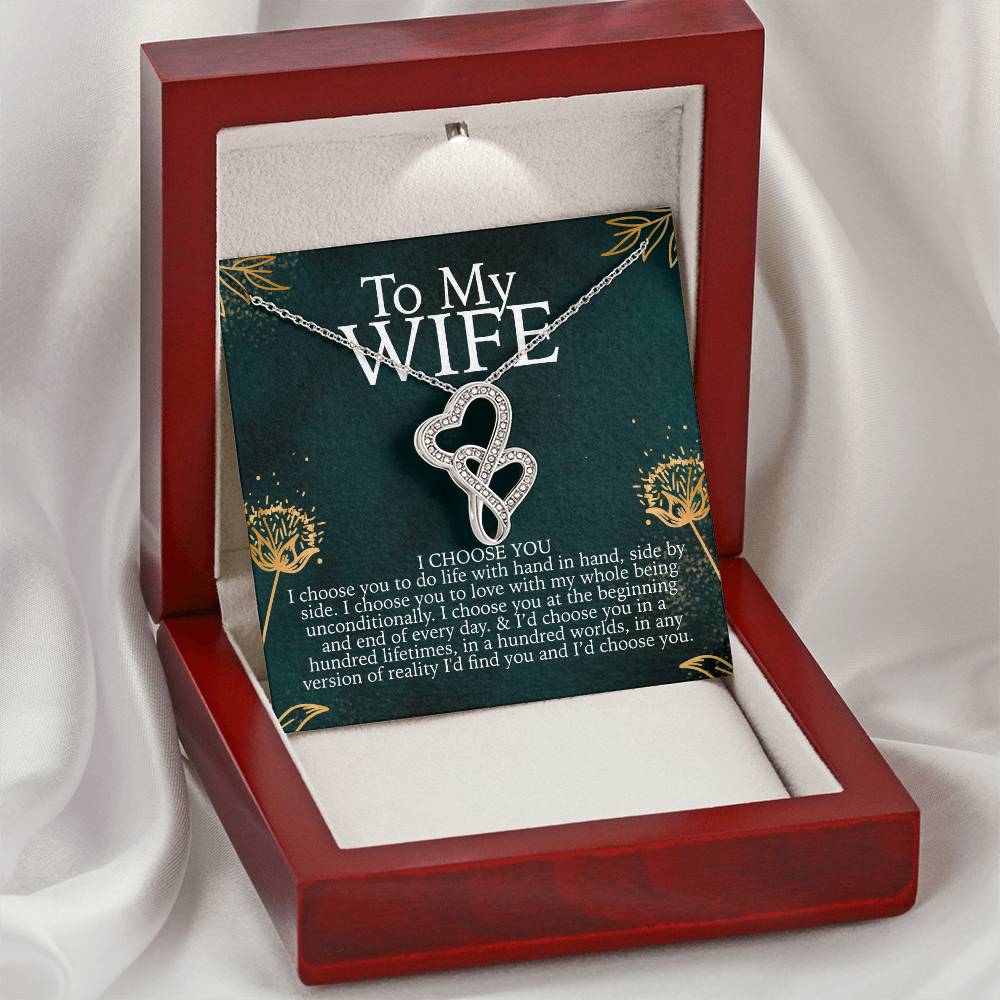 To My Wife Doubleheart Gift Double Hearts Necklace