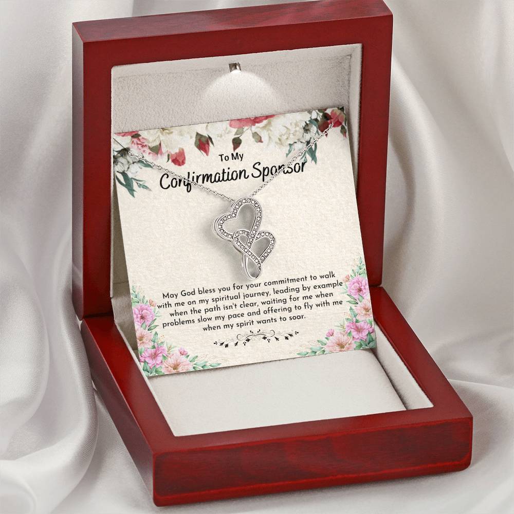 Confirmation Sponsor Gift For Women - Double Hearts Double Hearts Necklace