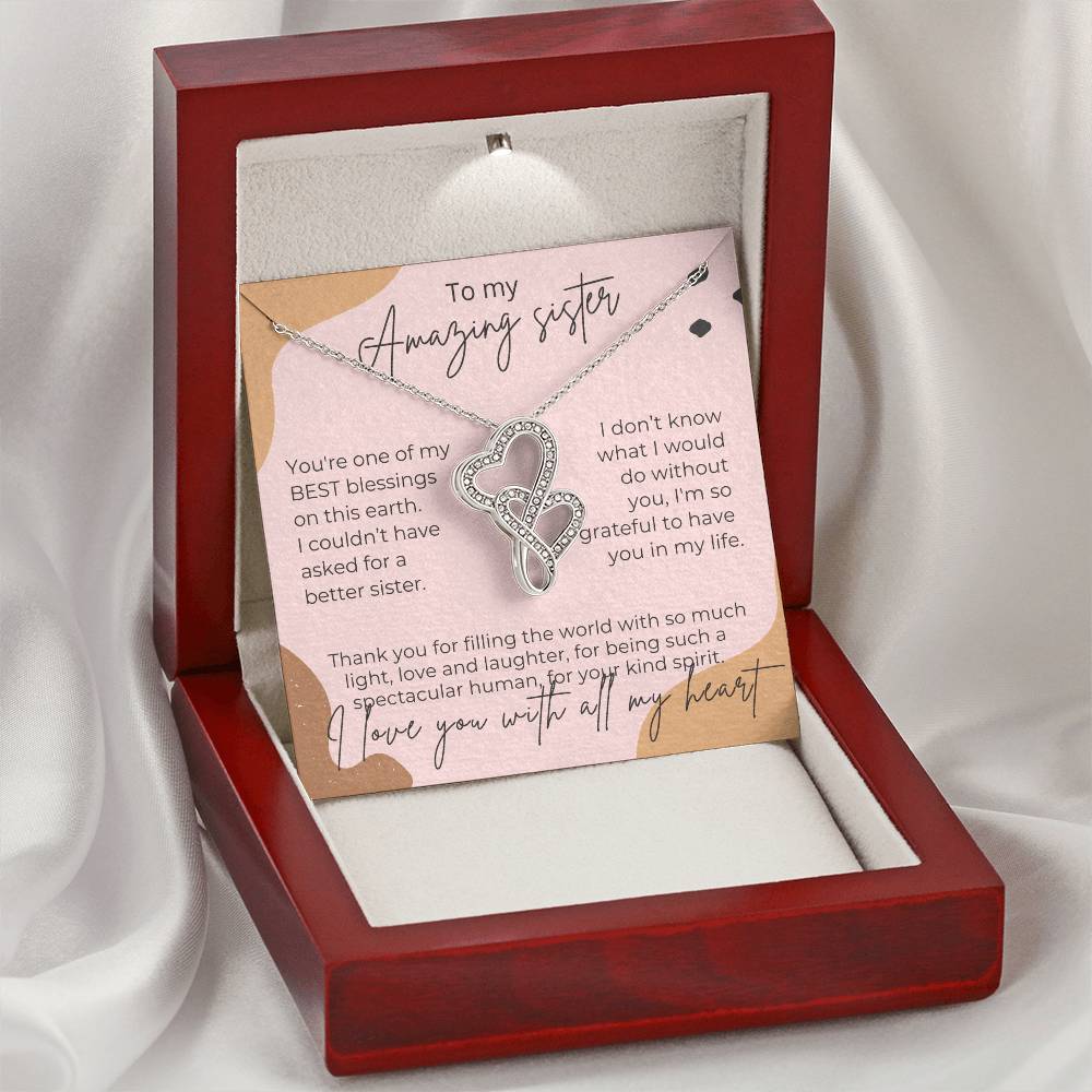 Amazing Sister Double Hearts I Love You Necklace Double Hearts Necklace