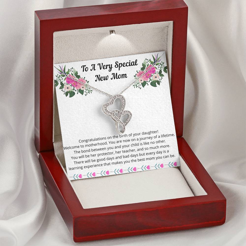 New Mom Gift Jewelry First Time Mom Gift First Mother's Day Gift For New Mom Daughter New Mommy Gift Girl Double Hearts Necklace