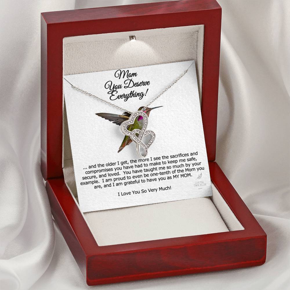 Hummingbird Lovers Mom Birthday You Deserve Everything  Double Hearts Necklace