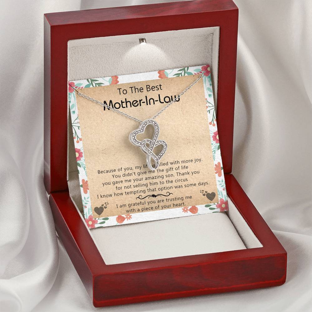 Gift For Mother-In-Law - My Life Is Filled With More Joy - Double Heart Double Hearts Necklace