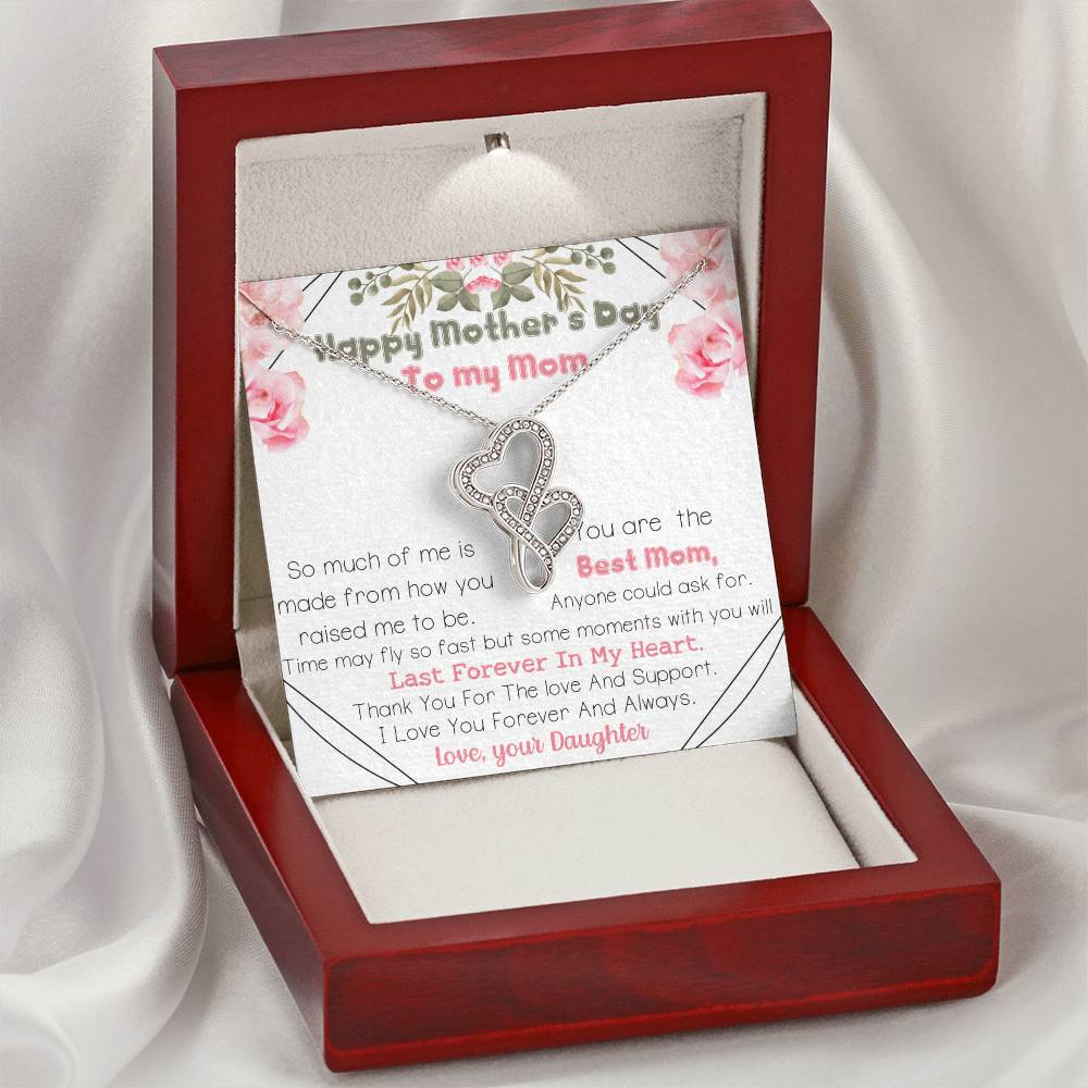 Mother's Day Gift For Mom Two Hearts Necklace For Mother Double Hearts Necklace