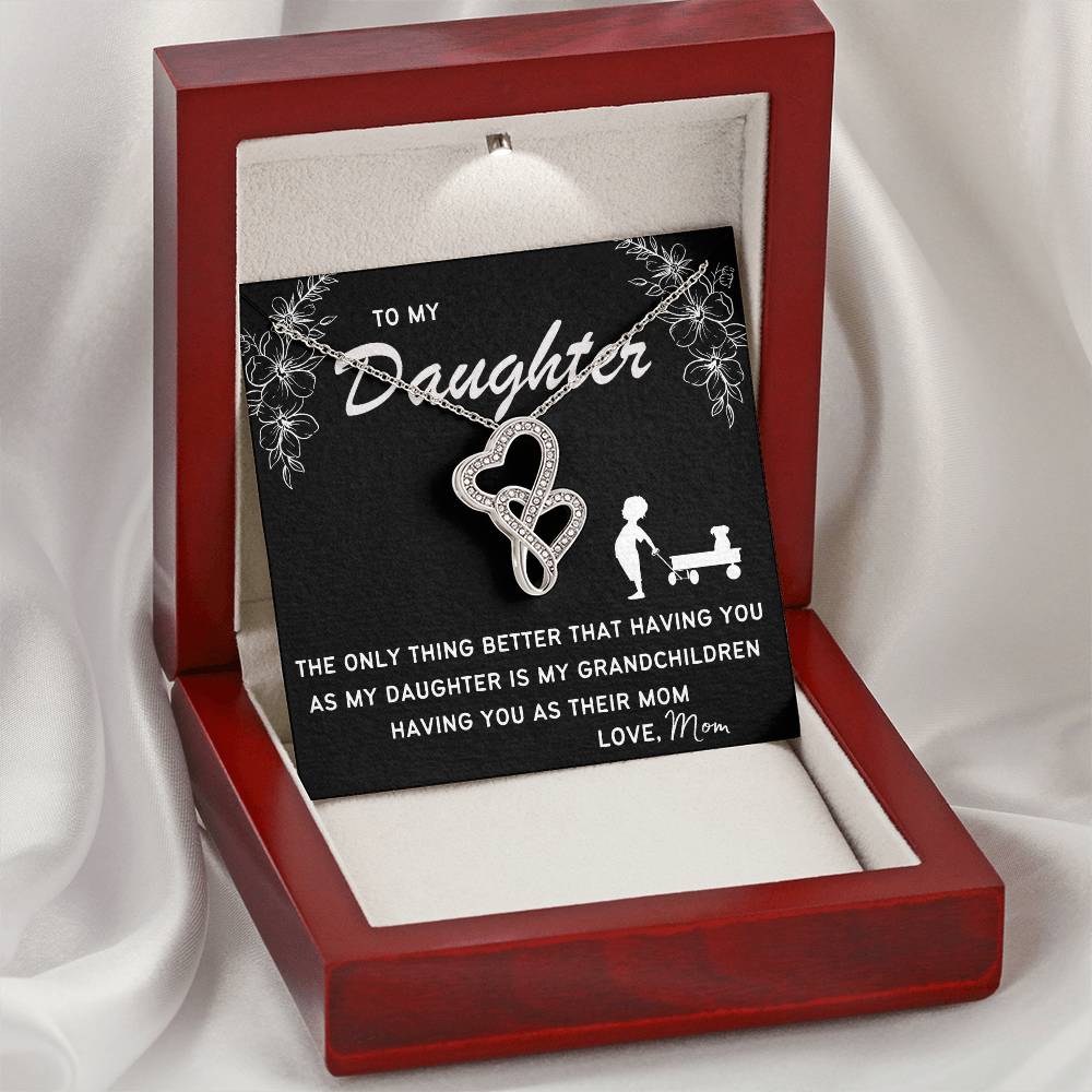Forever Love Necklace. Perfect Gift For Your Daughter. Double Hearts Necklace