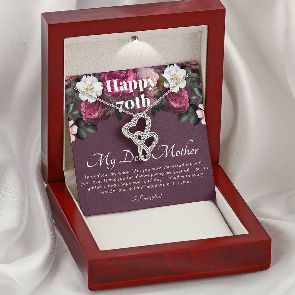 Mother's 70Th Birthday Gift  Gift For Mom On Her Birthday  Gift For Mom From Daughter & Son  Mom Necklace  Best Mom Gi Double Hearts Necklace