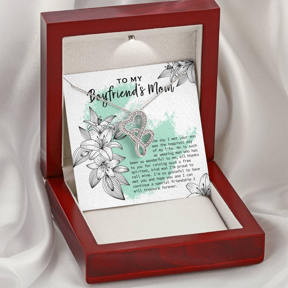 Gift For Boyfriend's Mom To My Boyfriend's Mom Boyfriend's Mom Gift Mother's Day Birthday Gift Women's Jewelry Gift Double Hearts Necklace