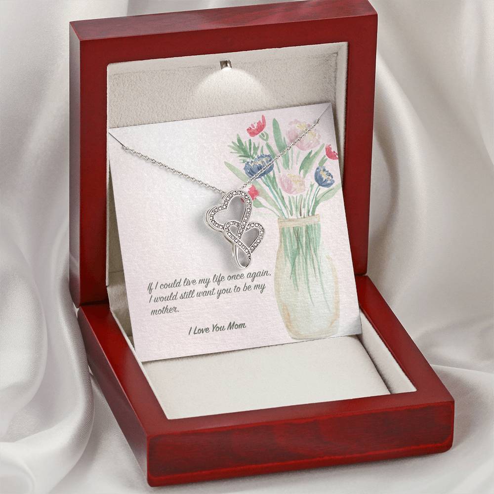 I  Love You Mom Necklace Double Hearts Necklace