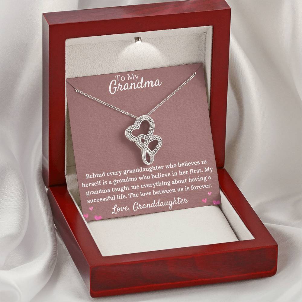 Gorgeous  For Grandma Necklace Gift Double Hearts Necklace