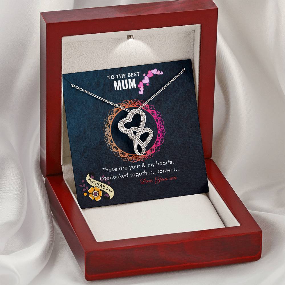 Interlocking Hearts Necklace For Mother By Son Double Hearts Necklace