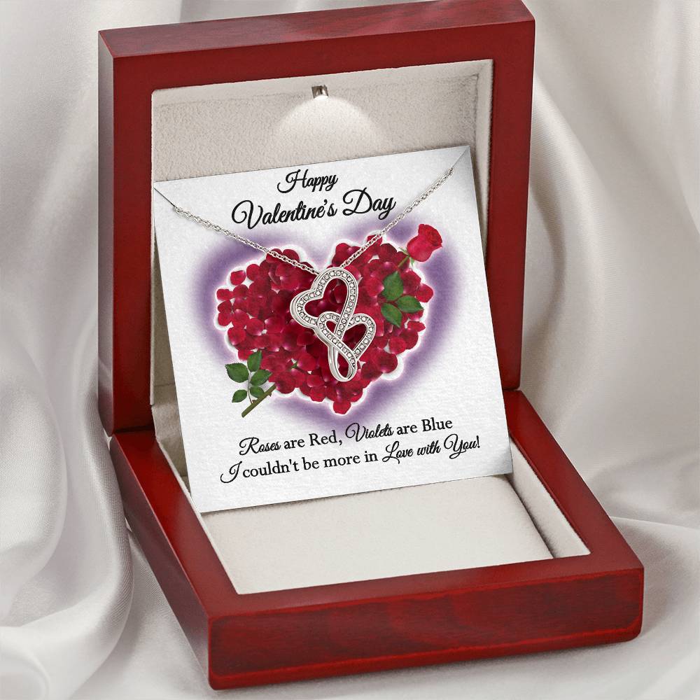 Happy Valentine's Day Roses Dblhrts Wht Necklace Double Hearts Necklace
