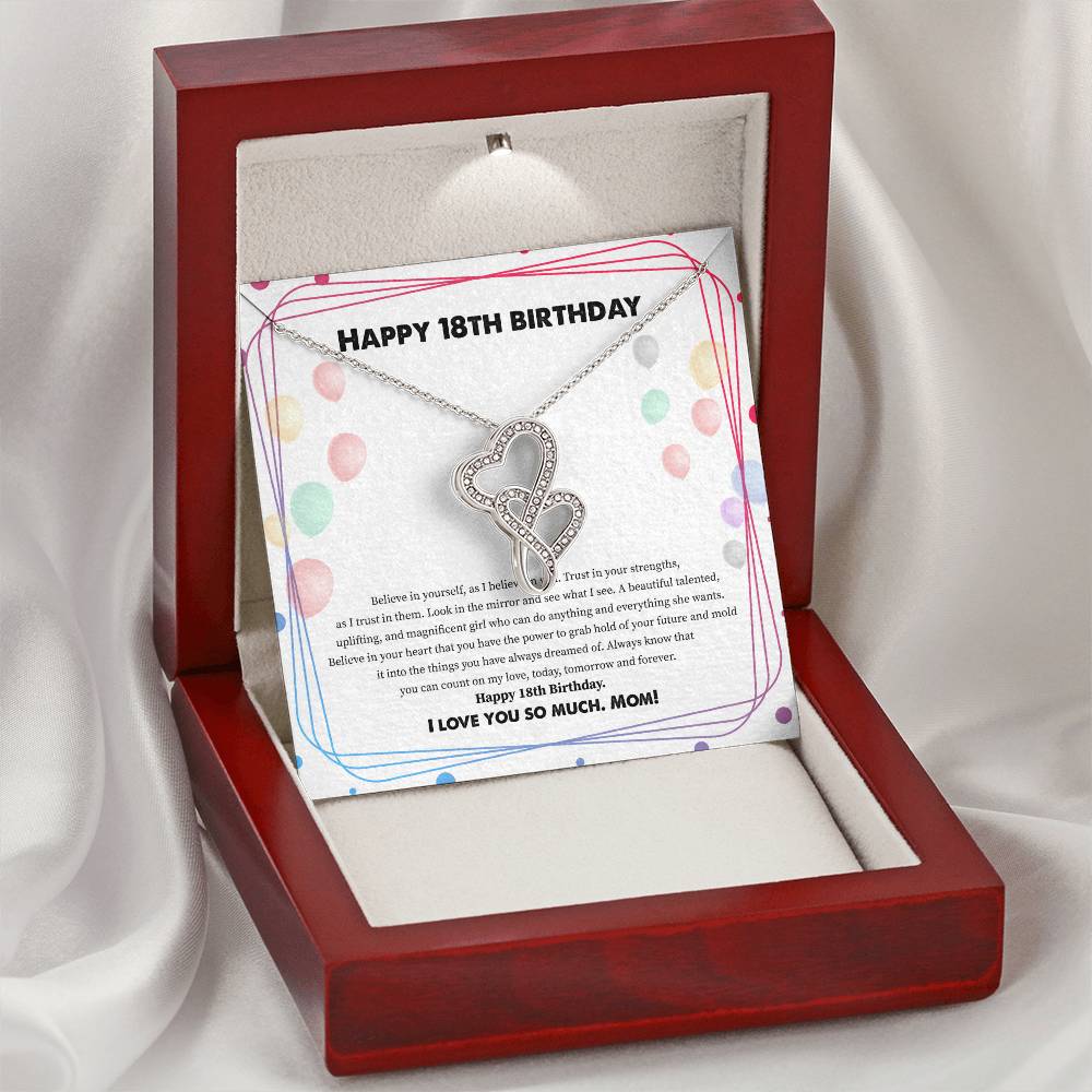 To My Daughter Happy - Birthday Double Hearts Necklace