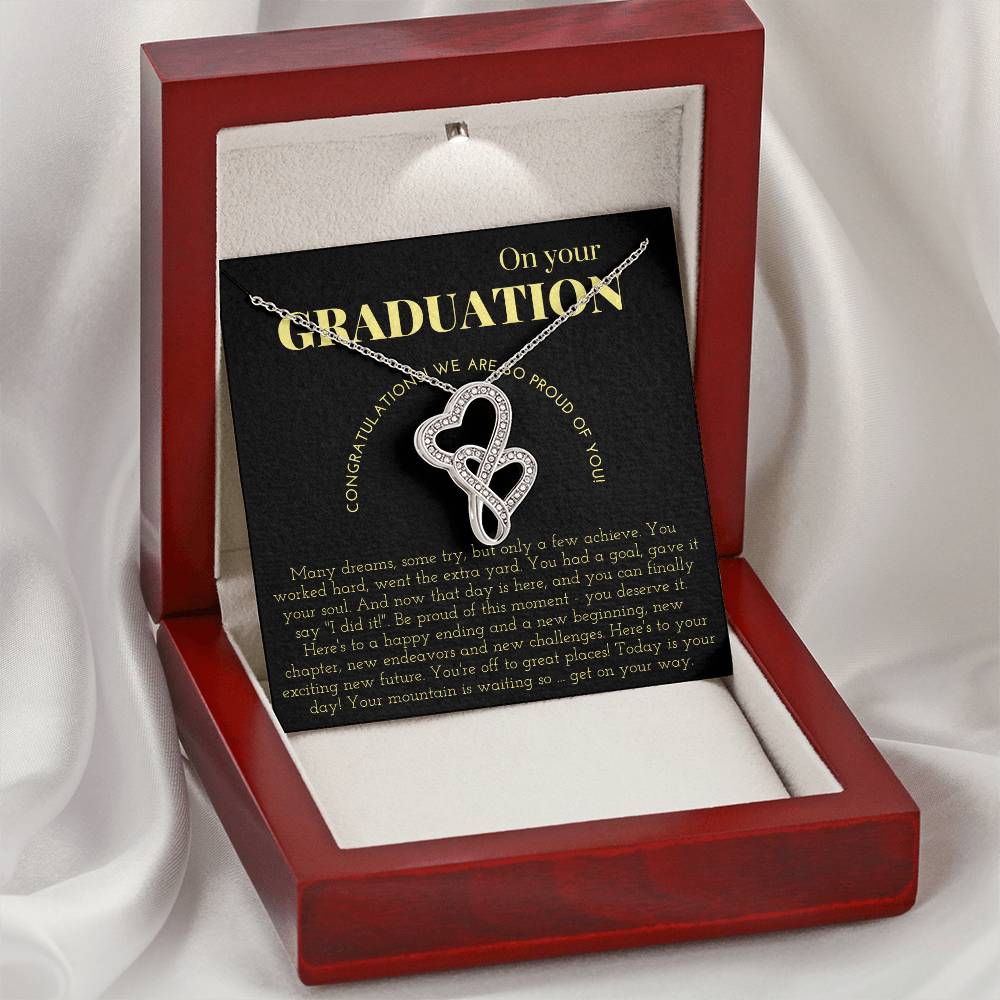 On Your Graduation -  Double Hearts Necklace