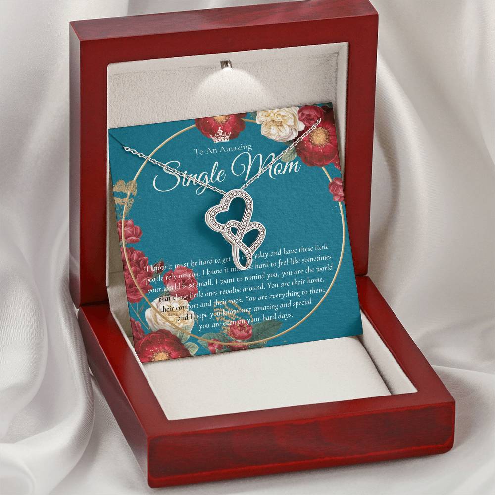 Single Mom Gift Mothers Day Gift Present For Single Mother Super Mom Necklace Gift For Single Mother Jewelry For Mom 2 Double Hearts Necklace