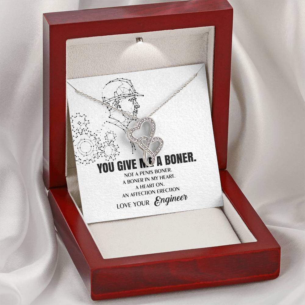 You Give Me A Heart Boner An Affection Erection  Funny & Sarcastic Love For Her Mature Best Fu Double Hearts Necklace