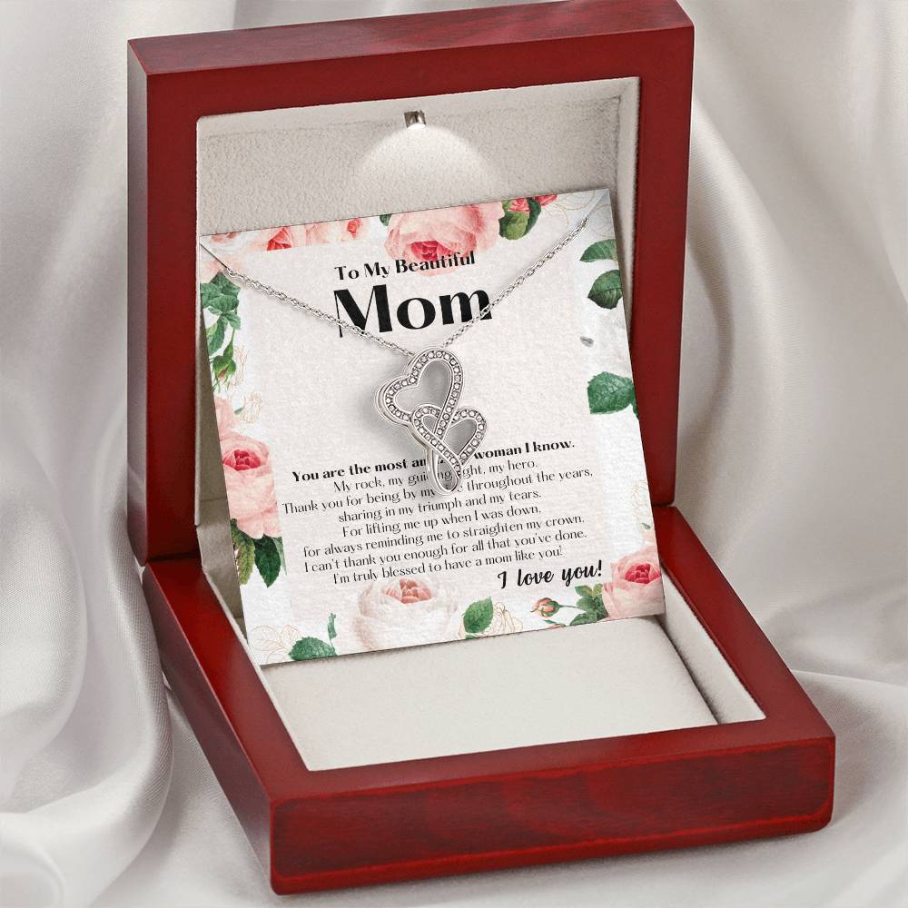 To My Beautiful Mom Necklace  To My Badass Mom Necklace  Badass Mom Gift  Mother’S Day Gift  Birthday Gift  Gift From  Double Hearts Necklace