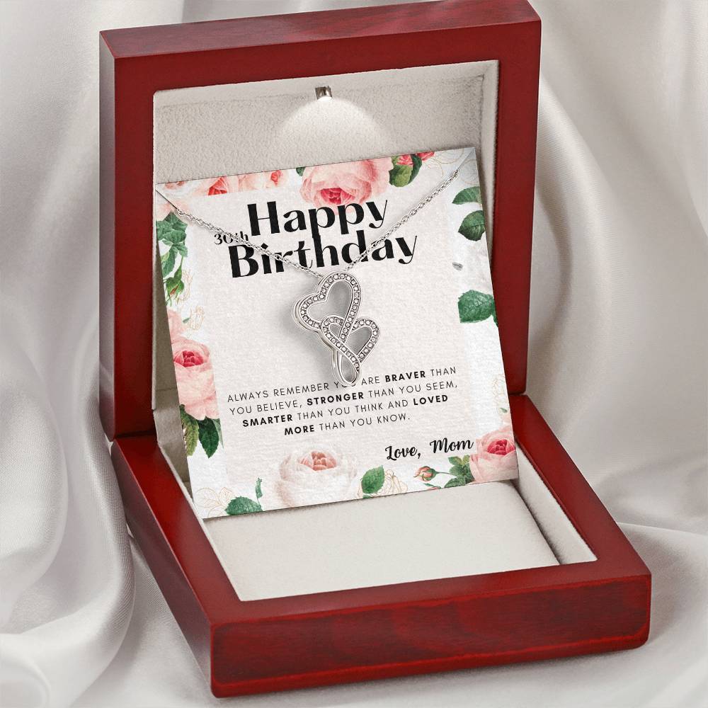 30Th Birthday Gifts For Daughter  Necklace For Daughter  3 Decade Jewelry  30 Years Old  30Th Birthday Gift Necklace   Double Hearts Necklace