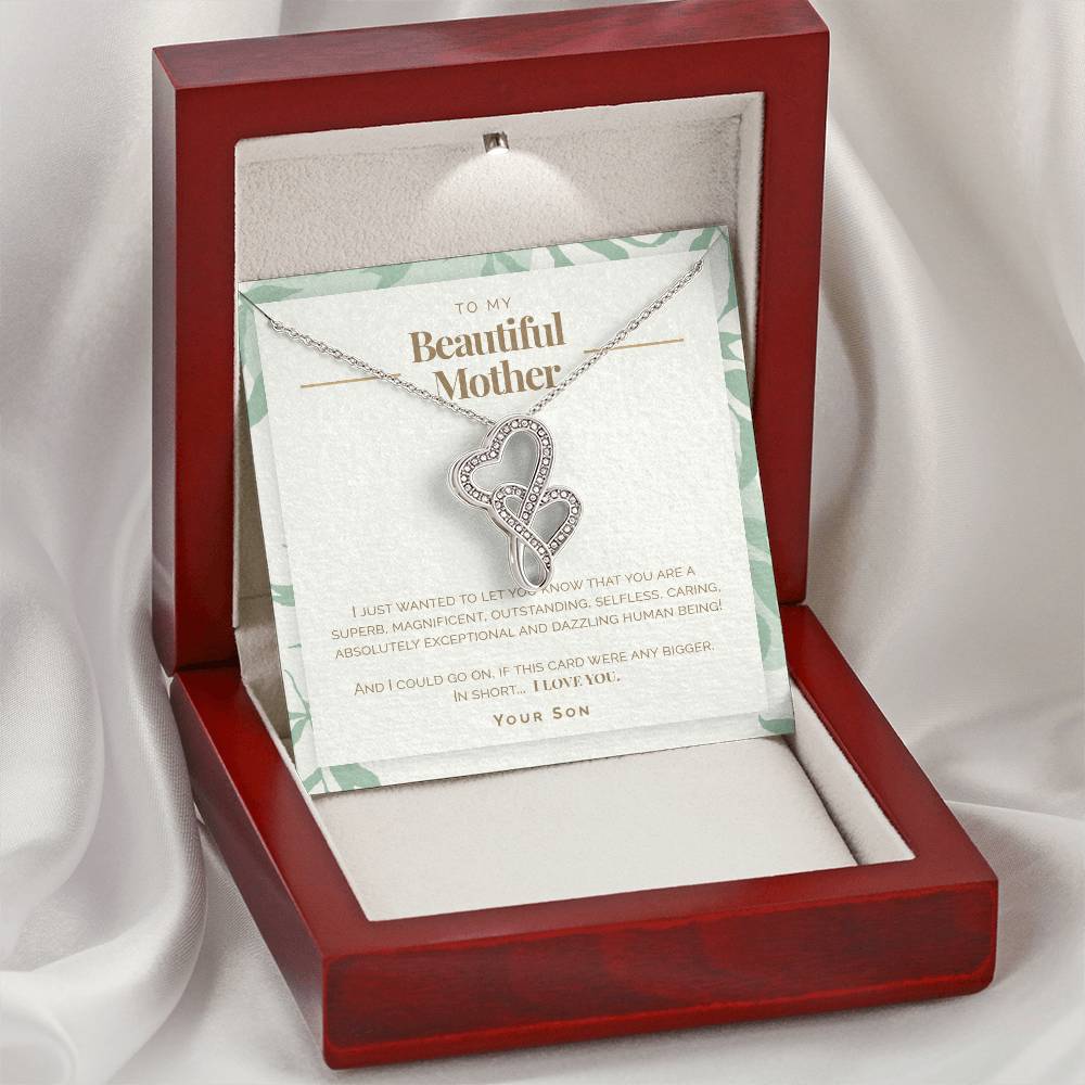 To My Beautiful Mother Double Hearts Necklace