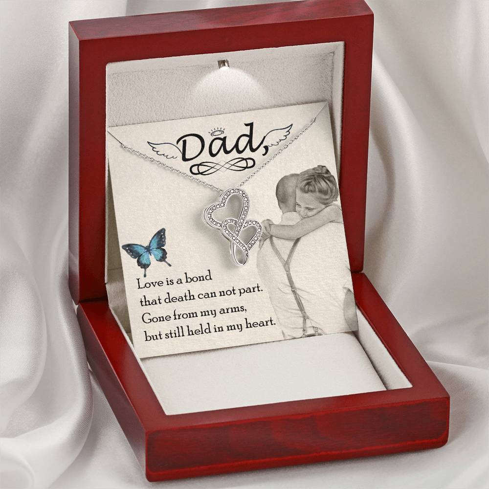 Dad - Love Is Board Thay Death Can Not Part - Necklace Double Hearts Necklace